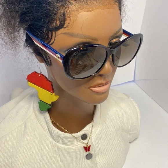 New- Gucci GG0849SK Havana Blue Brown Gradient Sunglasses Gucci Sunglasses GG0849SK 003 Havana-Blue/Brown Gradient 59  main image 4